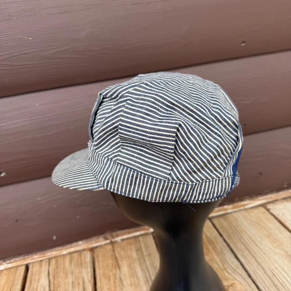 Vintage Playskool Train Conductor Hat Hickory Stripe Engineer Cap Toddler Kids